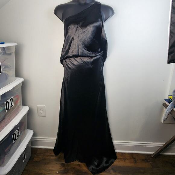 NWT ASOS DESIGN One Shoulder Satin Maxi Dress Split Strap Detail Size 10 Elegant - Picture 6 of 8